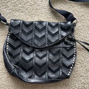 The Sak - Black leather/black seude patch work crossbody